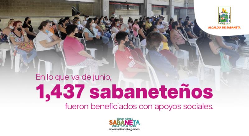 En lo que va de junio, 1,437 sabaneteos fueron beneficiados con apoyos sociales.